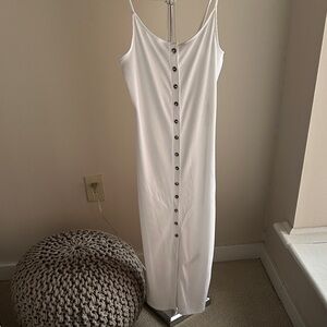 Forever 21 White Button-Front Midi Dress